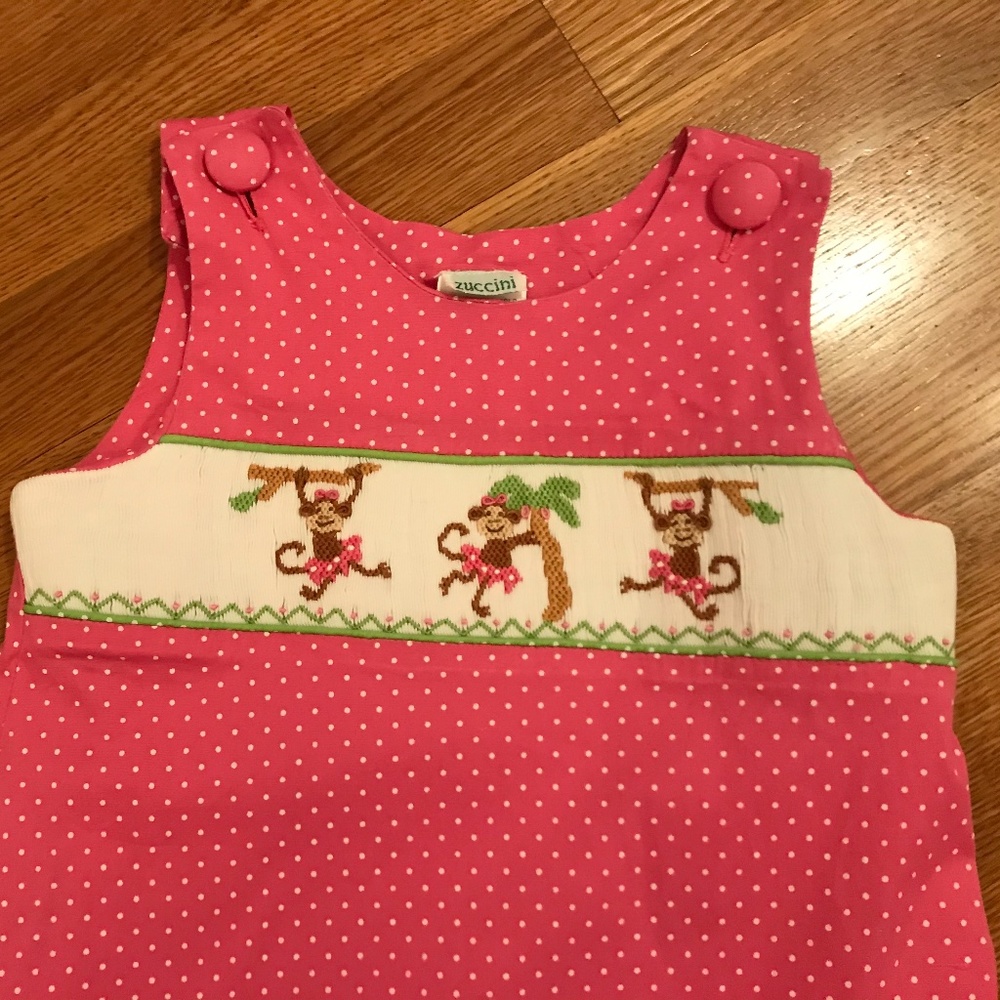 Smocked Monkey Dress Size 4T